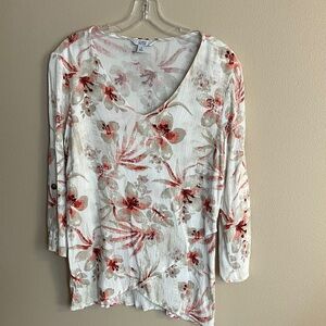 Cato Red and Cream Floral Blouse